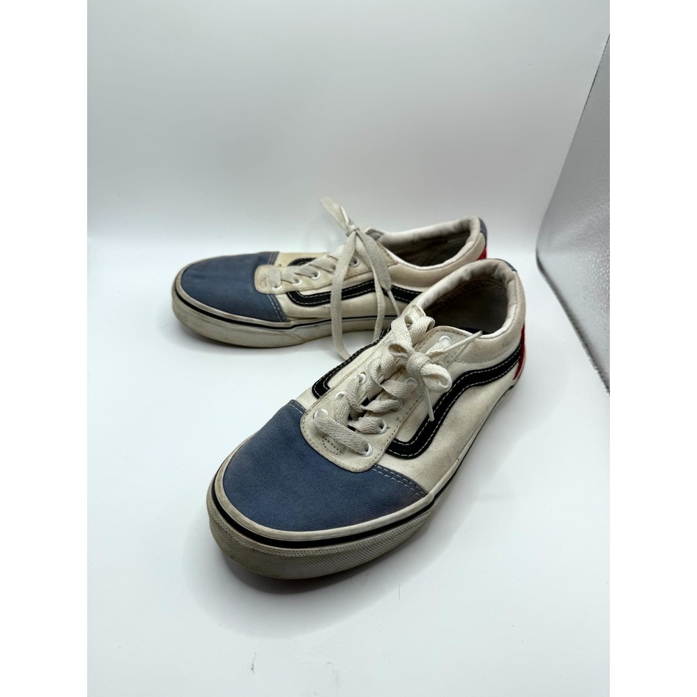 Vans Old Skool Unisex Kids 4 Sneaker Red White Blue Canvas Low Top Skate Shoes